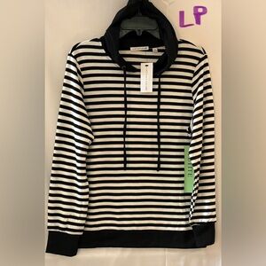 Notations Black and White Striped Hoodie